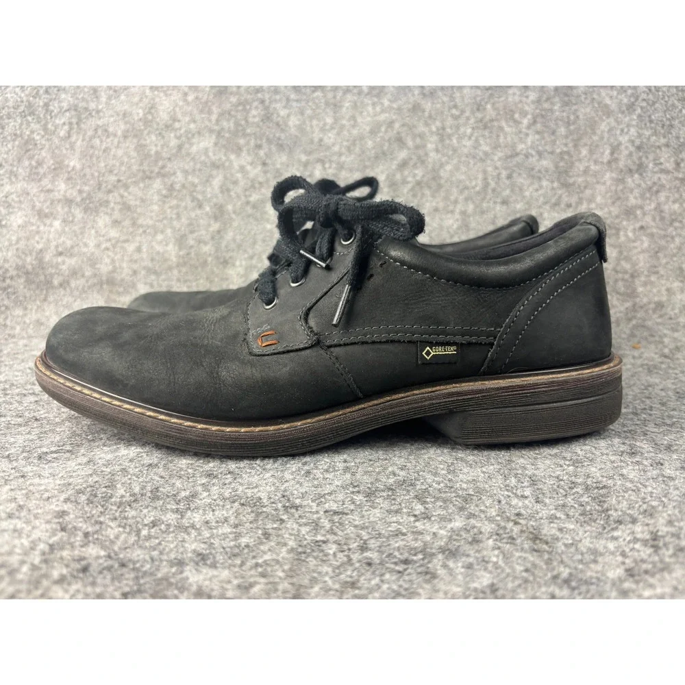 ECCO Gore-Tex Oxford Shoes Mens 43 Black Leather Waterproof Lace Up Comfort S1